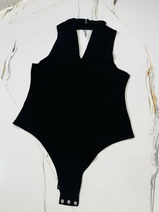 Sleek Black Halter Neck Bodysuit