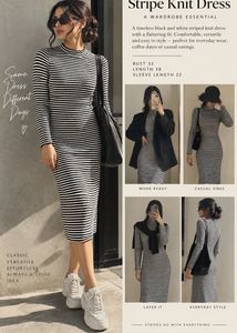 Black & White Striped Knit Dress