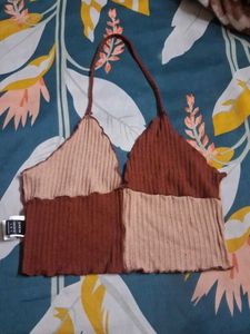 Boho Patchwork Ribbed Halter Top