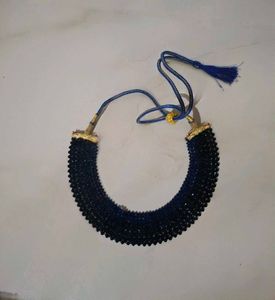 Sparkling Dark Blue Beaded Necklace