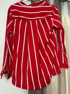 Red &amp; White Striped Button-Up Top