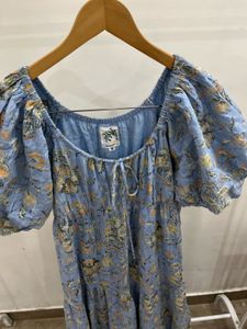 Floral Tiered Maxi Dress in Pastel Blue Mint