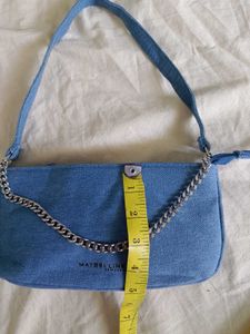 Blue Denim Shoulder Bag with Chain
