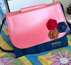 Cute Blue &amp; Pink Floral Handbag