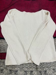White Casual Knit Top