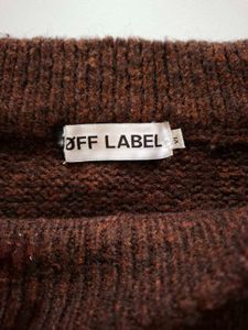 Brown Knit Off-Shoulder Sweater | Size XL