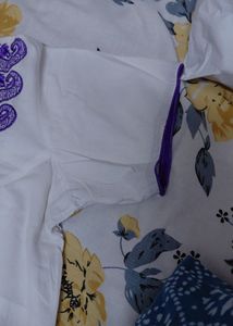 Elegant Purple &amp; White Kurta Set