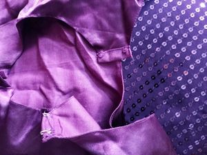 Purple Sequin Saree with stylish  stitch blouse