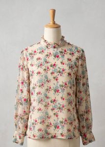 Floral Print Ruffle Neck Top BY RARE