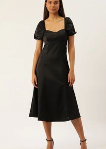 Sleek Black Midi Dress