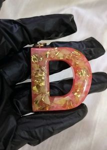 Resin Letter 'D' Keychain