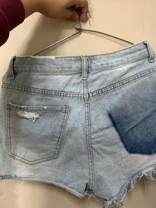 Light Wash Distressed Denim Shorts