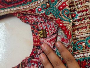 Elegant Red Printed anarkali