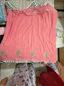 Elegant Pink Embroidered Saree