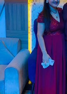 Sparkling maroon Ethnic Gown