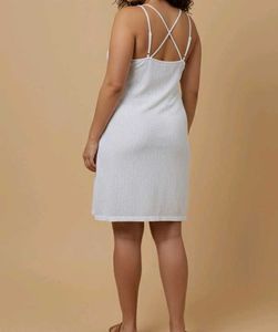 Chic White Textured Cami Mini Dress