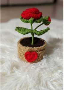 Crochet Rose in Pot