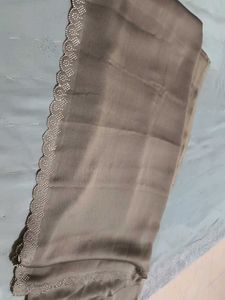 Elegant Grey Silk Saree with Embellished Border