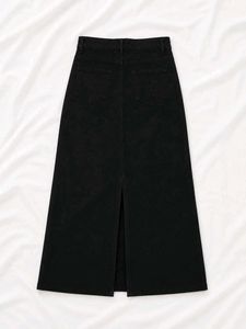 Black Denim Midi Skirt