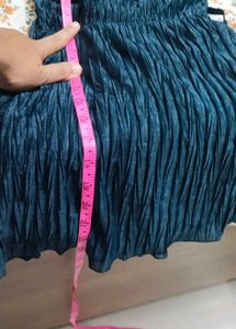 Teal Velvet Crushed Mini Dress