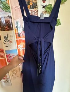 Elegant Navy Blue Maxi Dress with Slit