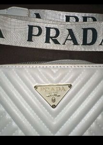 PRADA White Quilted Crossbody Bag
