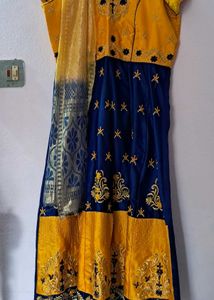 Blue and Yellow Embroidered dress