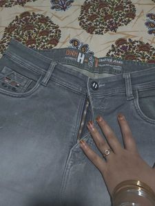 Men's Grey Distressed Jeans