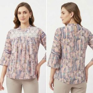 Stylish Printed Kurti with Lace Detail