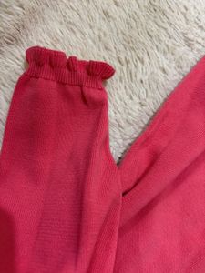 Coral Pink Crew Neck Aesthetic Sweater