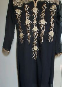 Elegant Embroidered Black Dress