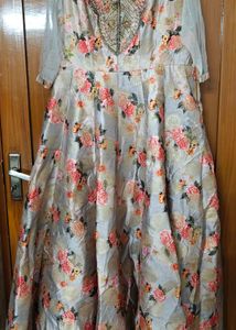 Floral Print Anarkali Gown