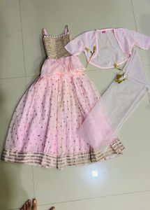 Pink Sequined Lehenga Set with Jacket