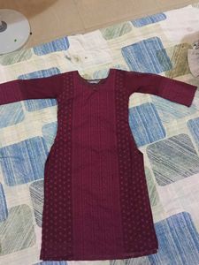 Maroon Chikankari Kurta Set