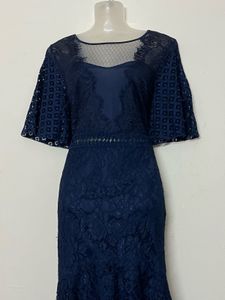 Pintresty Elegant Navy Lace maxi Dress