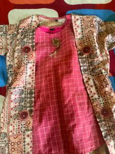 Elegant Pink Coord Set  with Printed Jacket