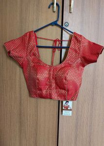 Elegant Red Brocade Blouse