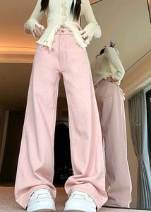 Pink Wide Leg Denim Jeans