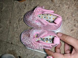 Sparkly Pink Baby Shoes with Bow