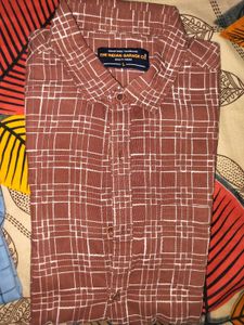 Men's Brown Checkered Casual Shirt