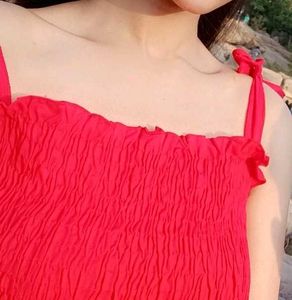 Red Tie Strap Crop Top