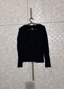 Mango Black Zip-Up Jacket