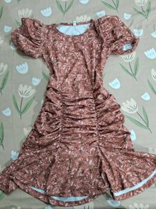 Chic Floral Print Puff Sleeve Dress