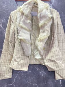 Fur Collar Checkered Jacket