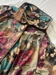 Boho Floral Print Button-Up Blouse