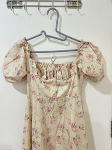 Floral Puff Sleeve Midi Dress