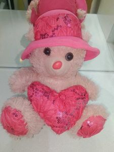 Cute Pink Teddy Bear with Heart