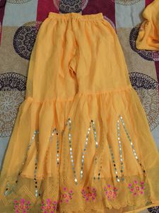 Beautiful Yellow Embroidered sharara set