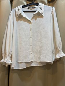 Elegant White Embellished Collar Top