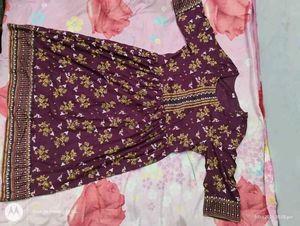 New printed anarkali wine gown